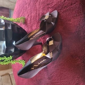 Brown satin Nina shoes